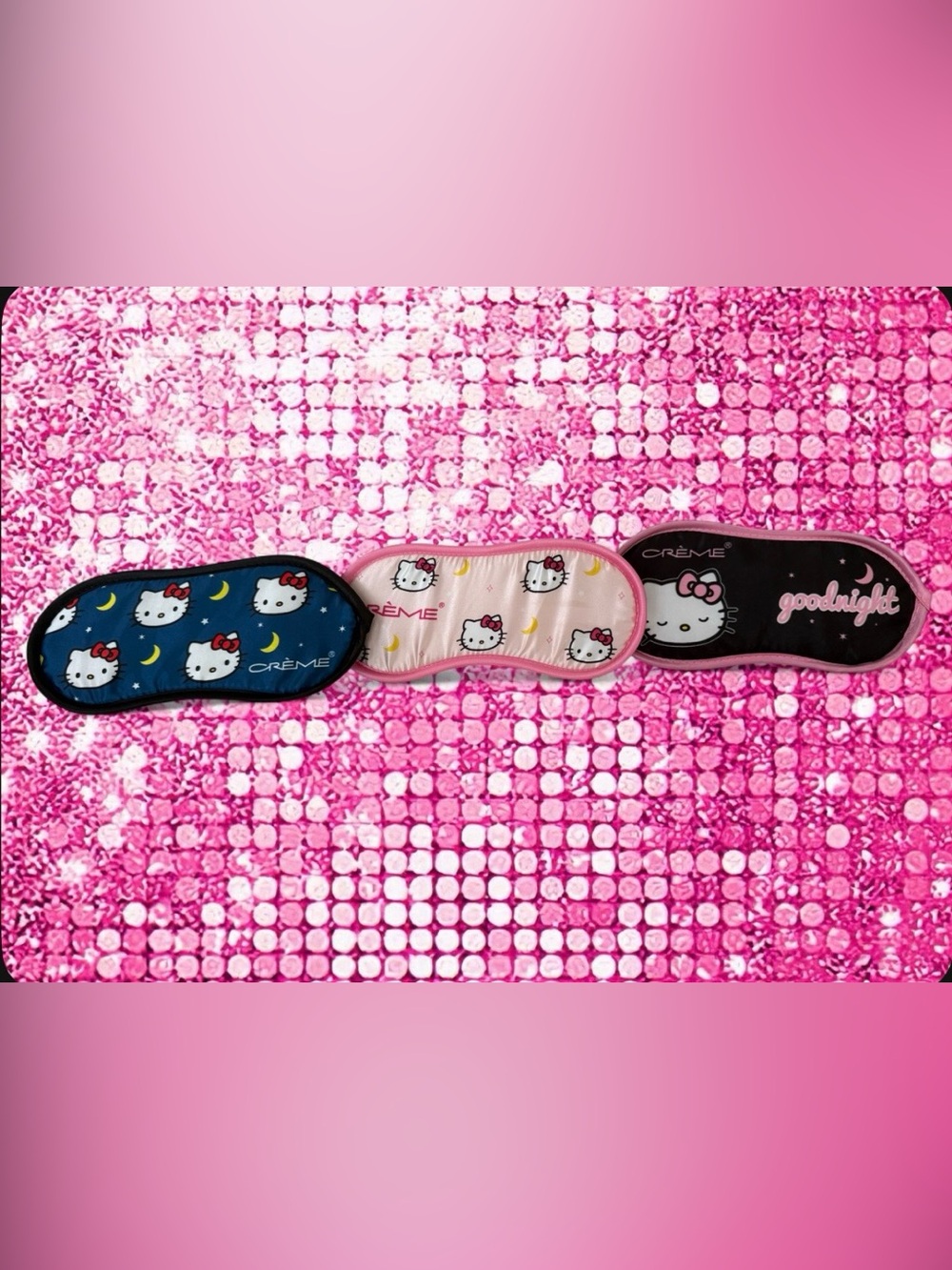 Hello Kitty × The Crème Shop sleep mask bundle with three different designs
